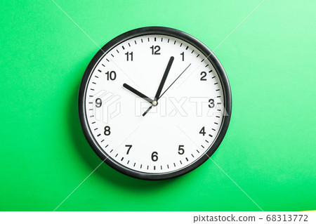 Big beautiful office clock on green background, Big beautiful office clock on green background, 68313772