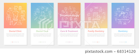 Vertical five banners with line concept of dentistry - dental clinic and family dentistry Vertical five banners with line concept of dentistry - dental clinic and family dentistry 68314120