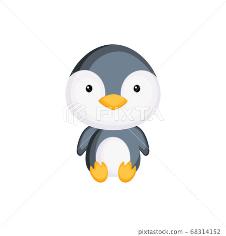 Cute baby penguin sitting isolated on white background. Adorable animal character for design of album, scrapbook, card and invitation. Cute baby penguin sitting isolated on white background. Adorable animal character for design of album, scrapbook, card and invitation. 68314152