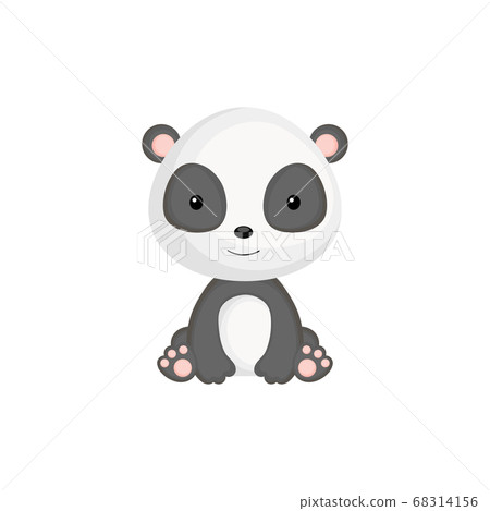 Cute Funny Sitting Baby Panda Isolated On White Stock Illustration