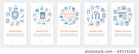 Vertical five banners with line concept of dentistry - dental clinic and dental tools 68314168