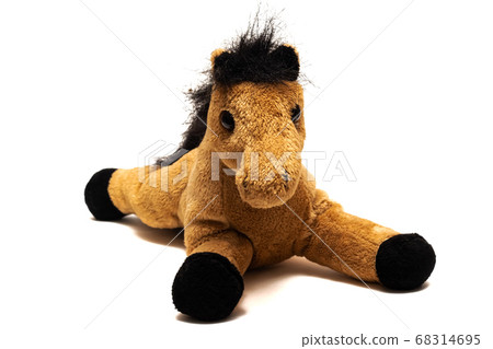 Brown plush toy horse, isolated on white Brown plush toy horse, isolated on white 68314695