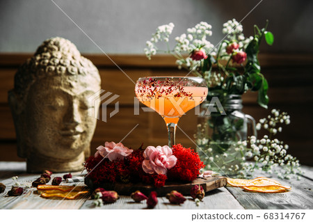 Refreshing cold sweet cocktail in a glass 68314767