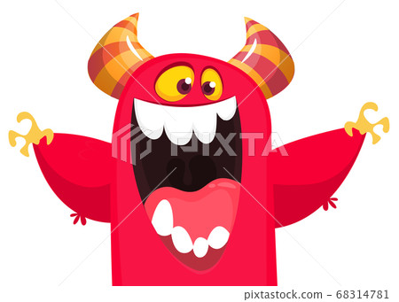 Funny cartoon monster creature. Vector Halloween illustration. Funny cartoon monster creature. Vector Halloween illustration. 68314781