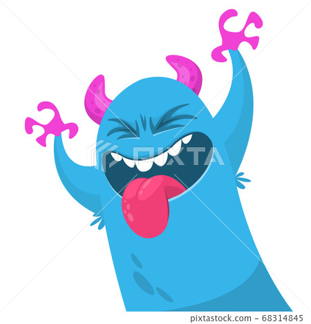 Funny cartoon monster creature. Vector Halloween illustration. Funny cartoon monster creature. Vector Halloween illustration. 68314845