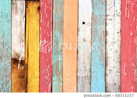 Ancient wooden planks with cracked paint 68315237