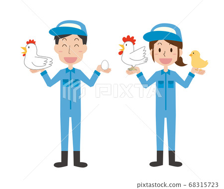 Men and women in the poultry industry and chickens Men and women in the poultry industry and chickens 68315723