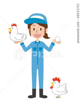 Women in poultry industry and chickens 68315725