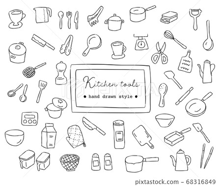Hand-drawn cooking utensil illustration set / kitchen / tools / fashion / cooking Hand-drawn cooking utensil illustration set / kitchen / tools / fashion / cooking 68316849