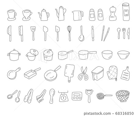 Hand-drawn cooking utensil illustration set / kitchen / tools / fashion / cooking Hand-drawn cooking utensil illustration set / kitchen / tools / fashion / cooking 68316850