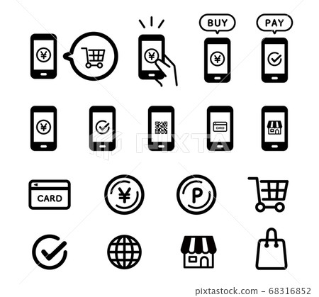 無現金圖標集/購物/付款/智能手機/付款 68316852
