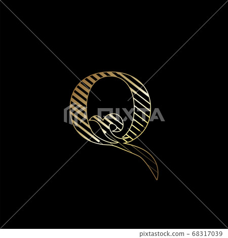 Initial Letter Q Luxury Logo Icon Golden Stripe - Stock Illustration ...