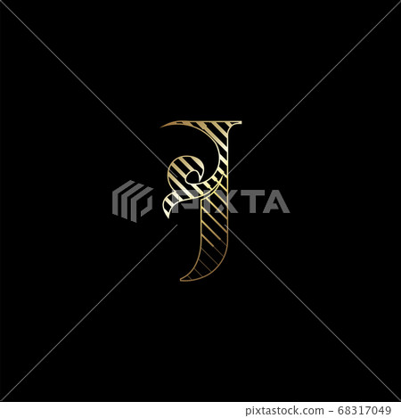 Initial Letter J Luxury Logo Icon Golden Stripe - Stock Illustration ...