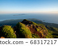 Rishirifuji with clear skies and alpine plants on the summit 68317217