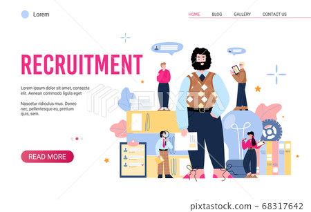 A vector illustration of hiring, searching and recruitment - design of web page. A vector illustration of hiring, searching and recruitment - design of web page. 68317642
