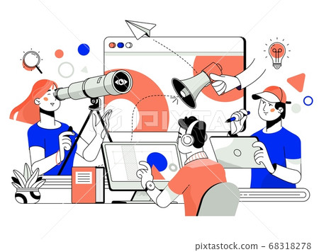 The concept of joint teamwork, building ,business team.Vector illustration flat design style. Symbol of teamwork, cooperation, partnership 68318278