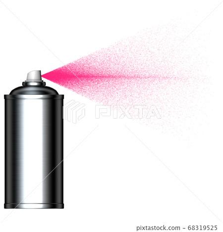 spraying pink mist spray can seen from the side 68319525
