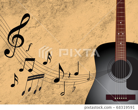 Black Guitar and Music sheet and Black Guitar and Music sheet and 68319591