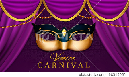 carnival or masquerade colombina golden mask at mardi gras parade banner Fat tuesday poster carnival or masquerade colombina golden mask at mardi gras parade banner Fat tuesday poster 68319961