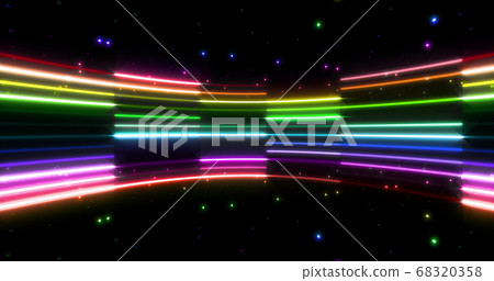 霓虹燈熒光燈線線照明多彩3d圖背景背景 68320358
