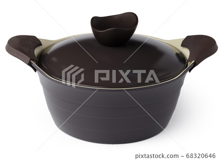 Non-stick casserole with lid isolated on white 68320646
