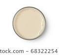 Cup with soy milk bubble foam top view isolated on 68322254