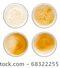 beer bubbles in glass cup on white background. top 68322255
