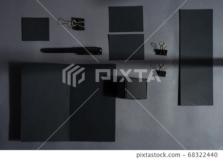 Mock-up black brochure and set for your creativity. 68322440