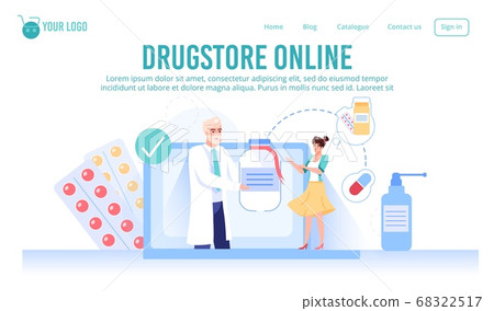 Online pharmacy, internet drugstore landing page 68322517
