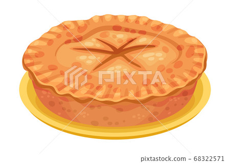 Baked Sweet Pie with Filling and Crust Made of Shortcrust Pastry Vector Illustration Baked Sweet Pie with Filling and Crust Made of Shortcrust Pastry Vector Illustration 68322571