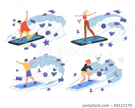 People mobile internet surfing dive into network 68322579