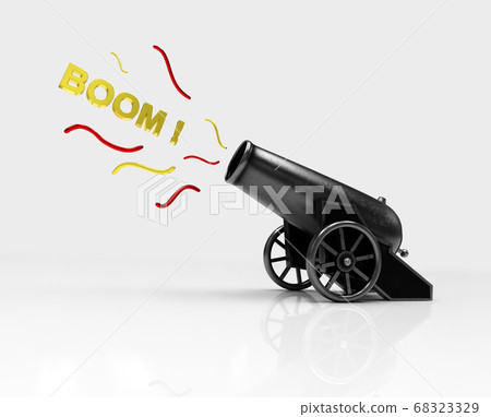 Circus cannon shooting Boom. Vintage gun Circus cannon shooting Boom. Vintage gun 68323329