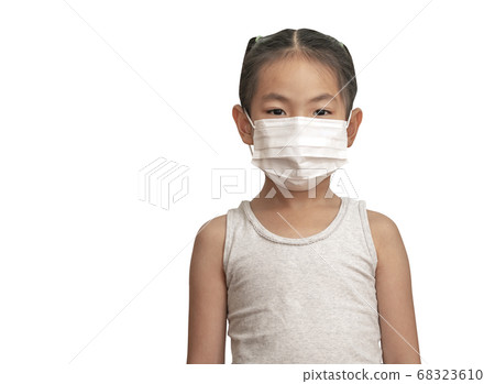 Asian little child girl wearing white medical mask Asian little child girl wearing white medical mask 68323610
