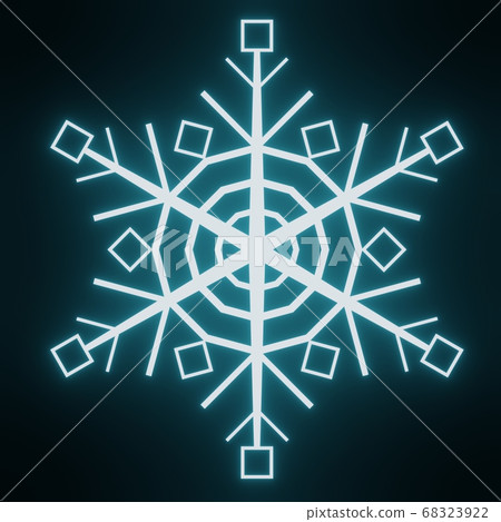 glowing blue snowflake on black background, 3d 68323922