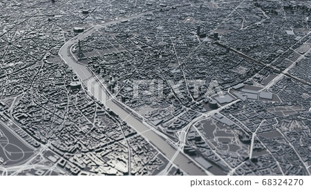 3d city map of Paris. Paris city map 68324270