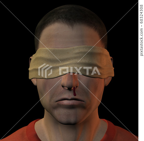 Blindfolded Man Portrait Stock Photo, Royalty-Free