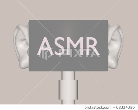ASMR microphone and ears. Relaxation concept, 3d 68324380