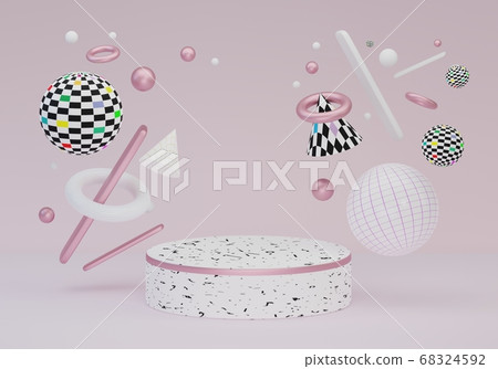 Stage Podium Scene with geometric textured shapes Stage Podium Scene with geometric textured shapes 68324592