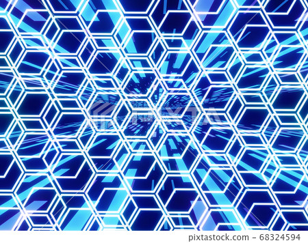 Abstract neon honeycombs and glow neon lines Abstract neon honeycombs and glow neon lines 68324594