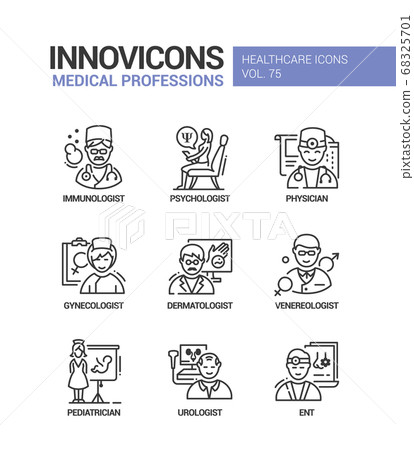 Medical professions line design style icons set Medical professions line design style icons set 68325701