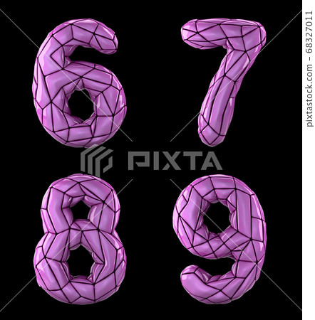 Number set 6, 7, 8, 9 made of pink color plastic. Number set 6, 7, 8, 9 made of pink color plastic. 68327011