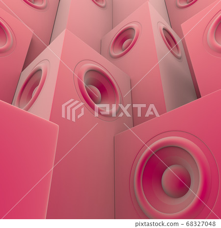 soft pink 3d render of grouped sound-system deejay 68327048