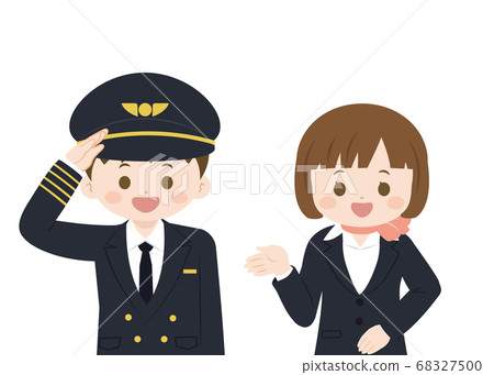 Illustration of captain and flight attendant children Illustration of captain and flight attendant children 68327500