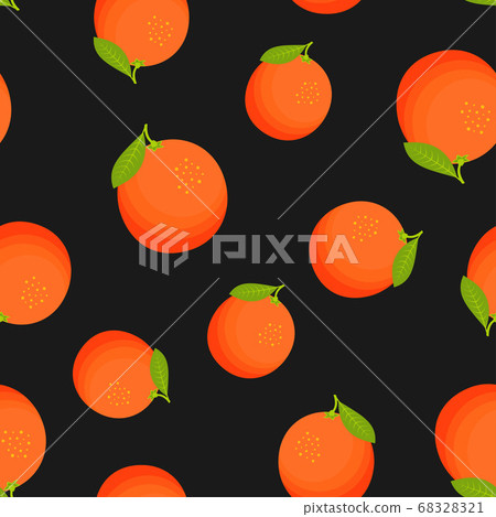 tropical seamless pattern with oranges and leaves - Stock Illustration ...