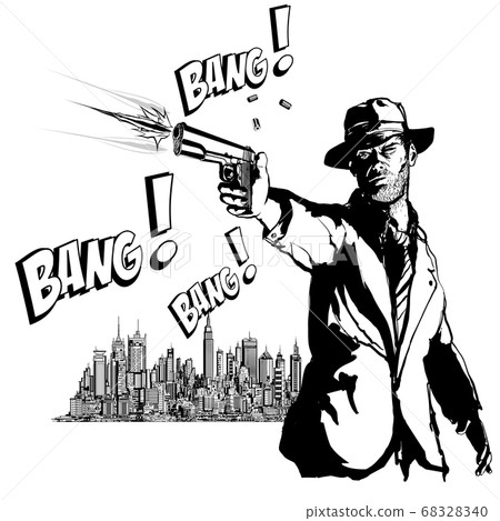 Gangster with a gun in New York city 68328340