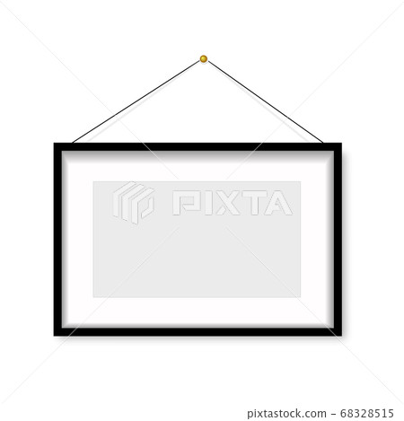 Realistic black photo frame hanging on the... - Stock Illustration ...