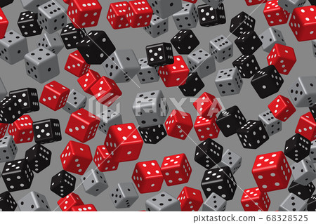 Red Black Gray Dice Seamless Pattern, 3D Illustration 68328525