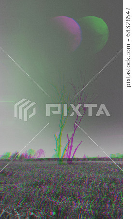 Dry tree without leaves in green meadow Dry tree without leaves in green meadow 68328542