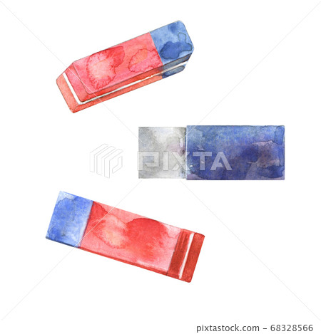Hand drawn watercolor set of erasers. Hand drawn watercolor set of erasers. 68328566