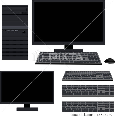 Illustration material PC desktop monitor keyboard mouse shopping vector 68328780